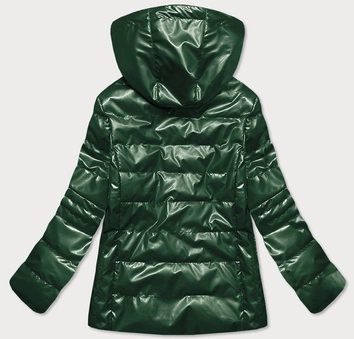 Pikowana błyszcząca kurtka damska zielona (2021-04)