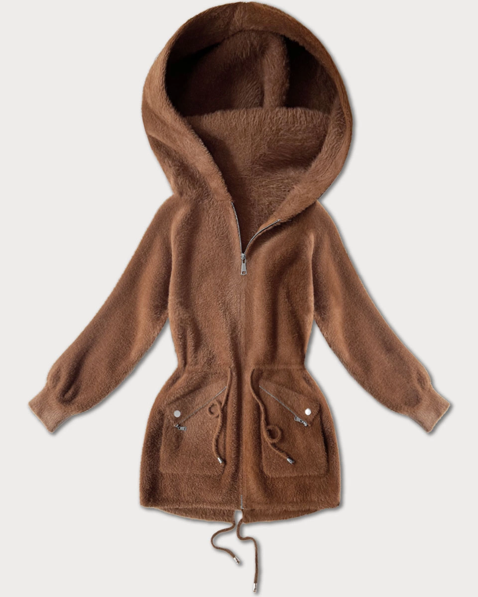 Narzutka alpaka z kieszeniami karmelowa (W010#)