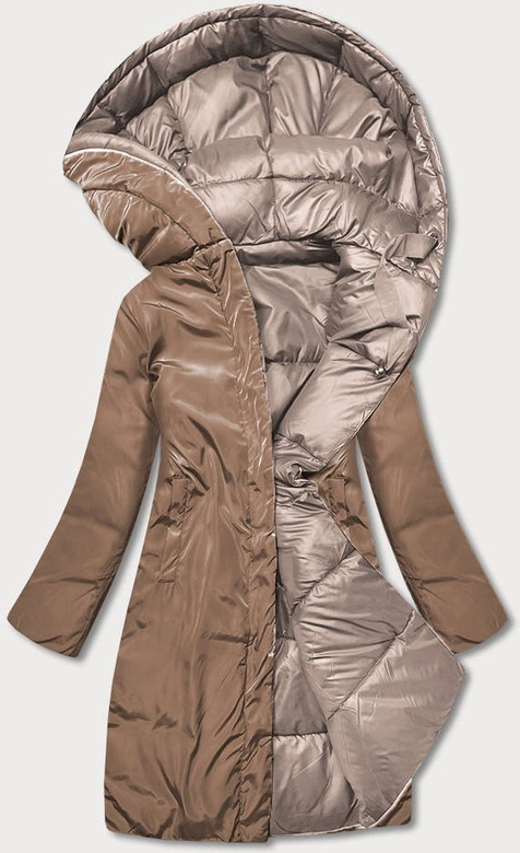 DŁUGA DWUSTRONNA KURTKA ZIMOWA CAPPUCCINO/CAMEL (L22-9852-62/301)