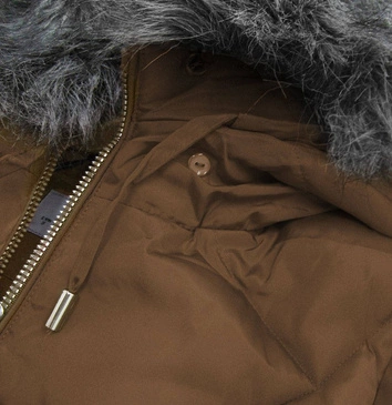PIKOWANA KURTKA DAMSKA ZIMOWA BRĄZOWA (B9527)