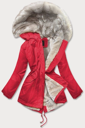 DAMSKA PARKA ZIMOWA NA FUTERKU CZERWONA (B508)