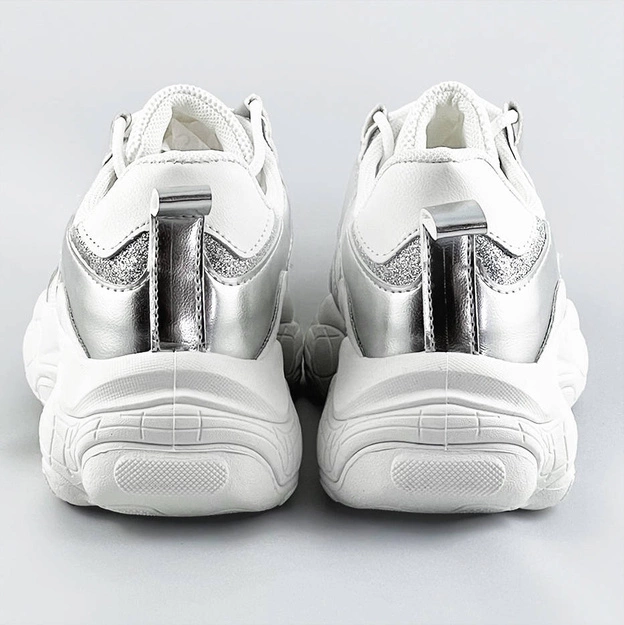 Sznurowane sneakersy damskie biało-szare (172)