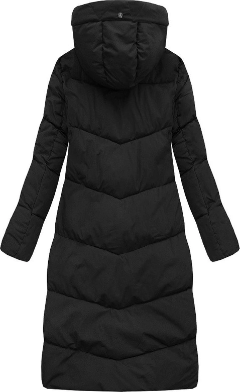 PROSTY PŁASZCZ ZIMOWY DAMSKI Z KAPTUREM CZARNY (J9-007)