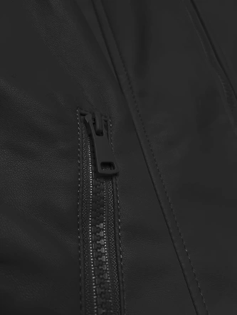 Damska kurtka ze skóry ekologicznej ze stójką J Style czarna (11Z8131)