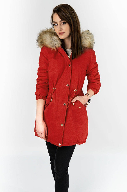 DWUSTRONNA PARKA CEGLANA-ECRU (B507)