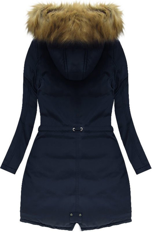 GRUBA PARKA ZIMOWA DAMSKA GRANATOWA (W710)