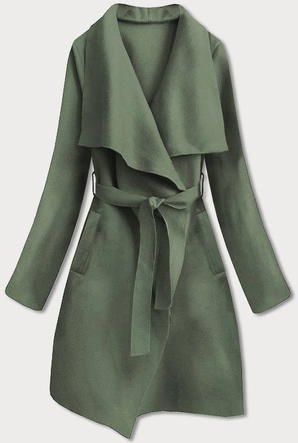 Minimalistyczny płaszcz damski jasny khaki (747ART)