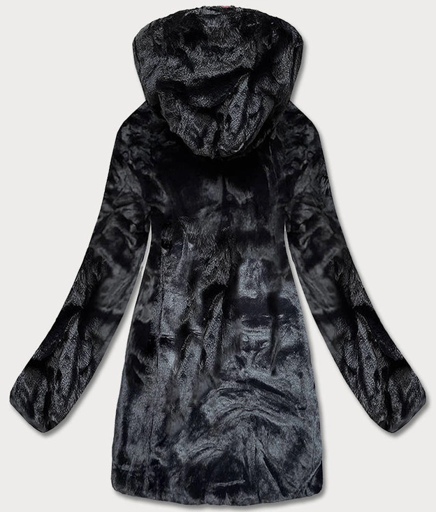 Dwustronna kurtka futro damska brązowa (b8053-101)