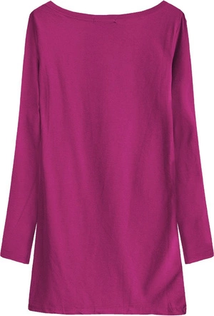 BAWEŁNIANA BLUZKA Z DŁUGIM RĘKAWEM AMARANTOWA (X1303X)