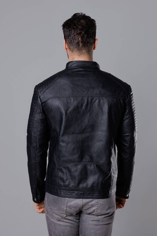 Kurtka męska typu biker czarna (11Z8053)