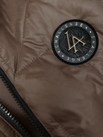 Pikowana kamizelka damska z asymetrycznym dołem S'West ciemny beż (B8237-101)