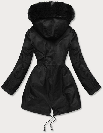 KURTKA ZIMOWA DAMSKA Z FUTRZANĄ PODSZEWKĄ CZARNA (B2718-1)