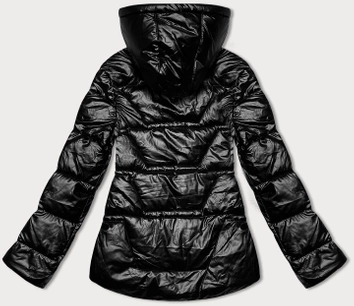 Dwustronna kurtka damska z asymetrycznym dołem czarna (16M9136-392)