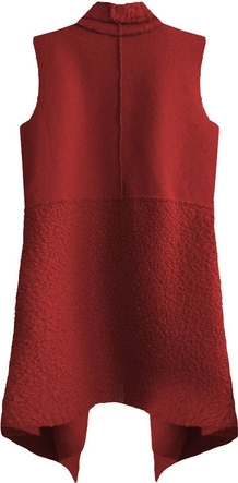 KAMIZELKA OVERSIZE Z ŁĄCZONYCH MATERIAŁÓW CZERWONA (545ART)