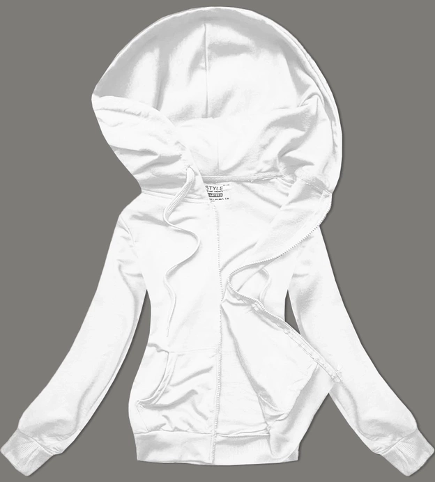 Rozpinana bluza damska z kapturem biała (W08-1)