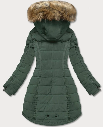 Asymetryczna kurtka zimowa damska zielona (m-21301)