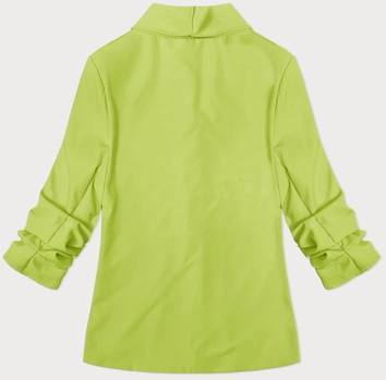 Cienka marynarka z marszczonymi rękawami limonka (22-356)