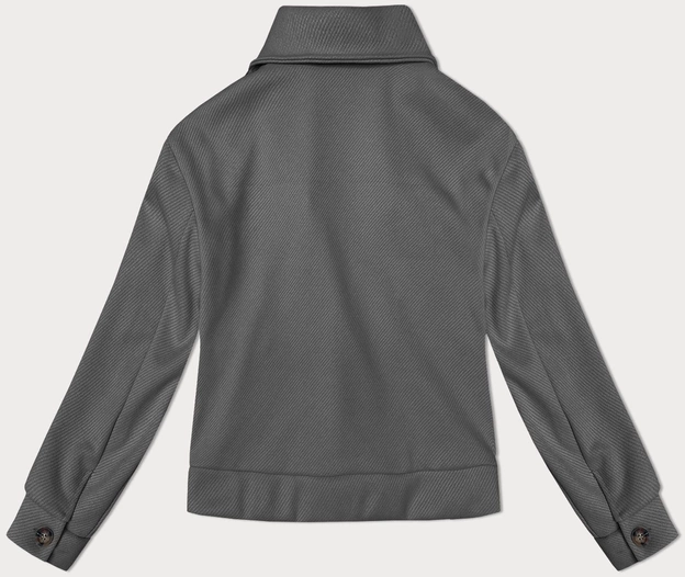 Luźna kurtka w prążki z kołnierzem szara (244003)