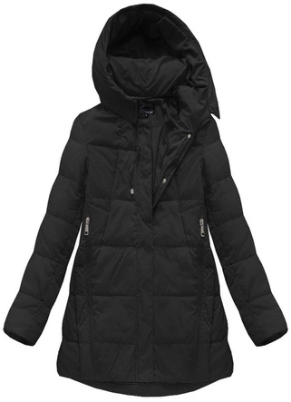 KURTKA Z PUCHEM NATURALNYM CZARNA (8061)