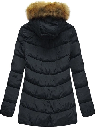 ZIMOWA PIKOWANA KURTKA DAMSKA Z KAPTUREM GRANATOWA (B2633)