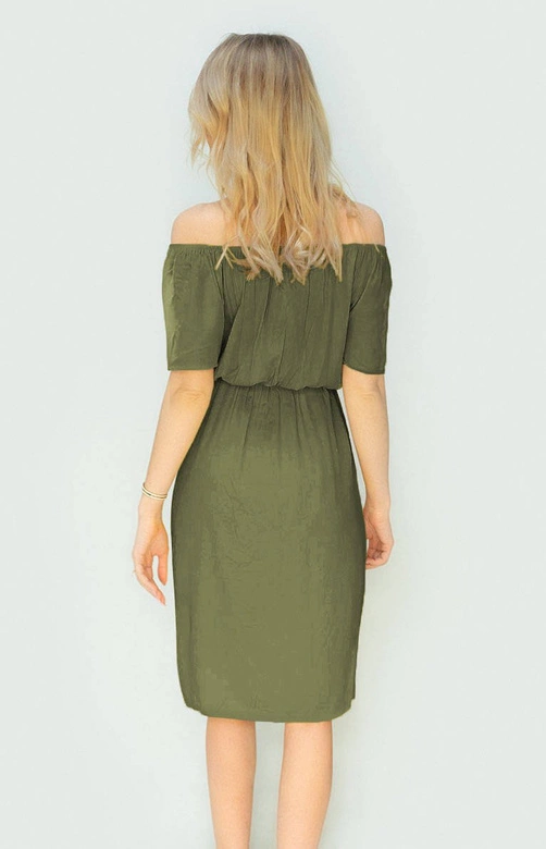 SUKIENKA MIDI Z GUZIKAMI KHAKI (398ART)