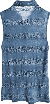 BLUZKA Z KORONKI NIEBIESKA (X3602X)