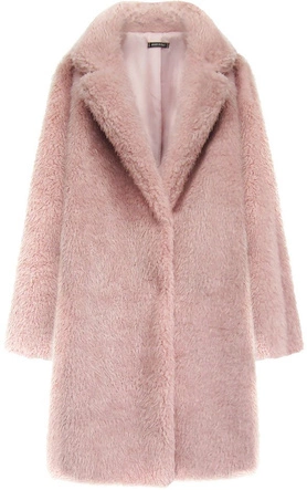 FUTRZANY PŁASZCZYK Z KIESZENIAMI RÓŻOWY (461ART)