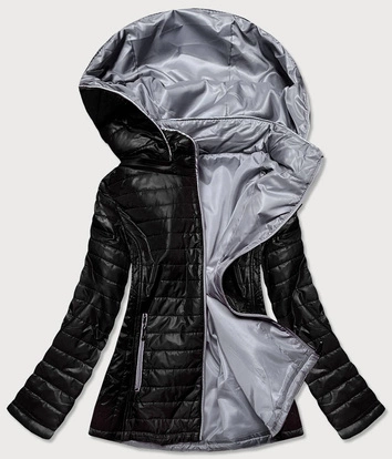 PIKOWANA KURTKA DAMSKA Z KAPTUREM CZARNA (B9757-1047)