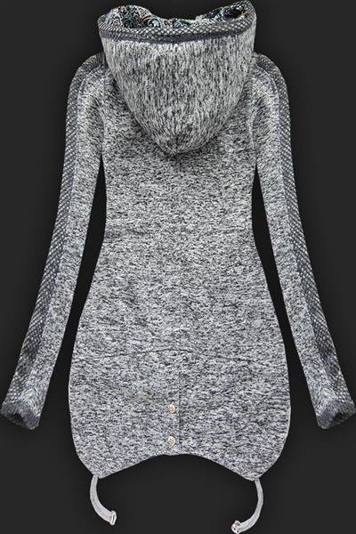 GRUBA BLUZA Z KAPTUREM CIEMNOSZARA (LX9911)