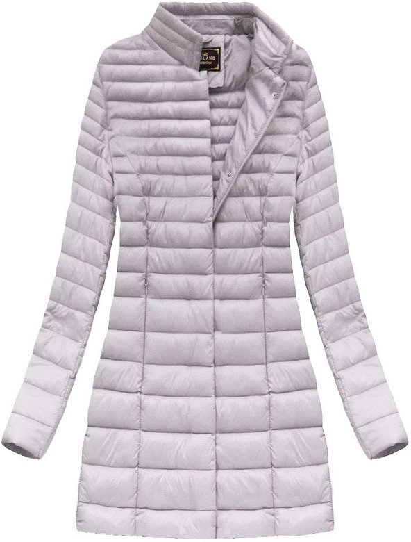 Dłuższa pikowana kurtka z kapturem wrzosowa (7240)