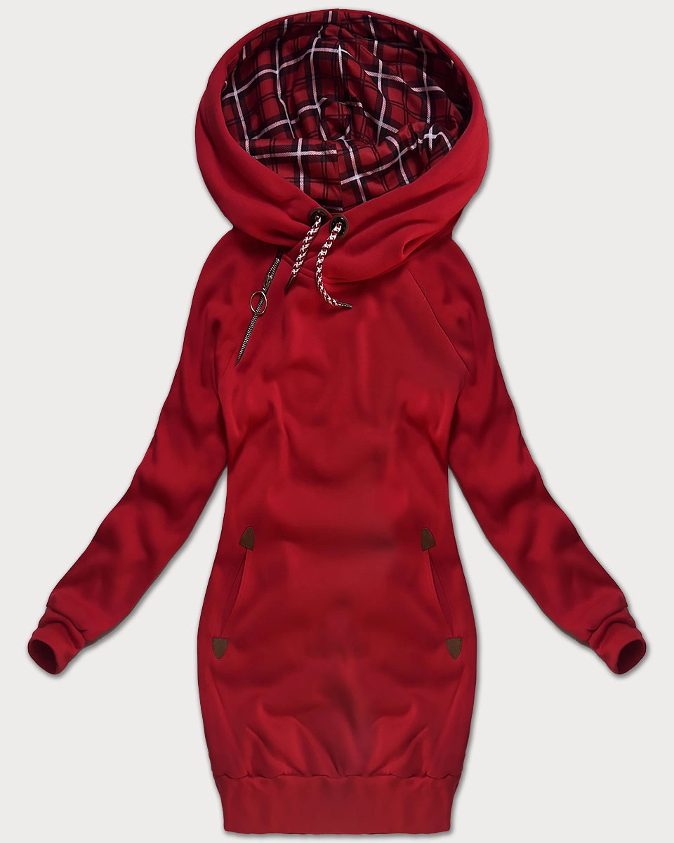 Długa bluza damska czerwona (AMG-738/1)