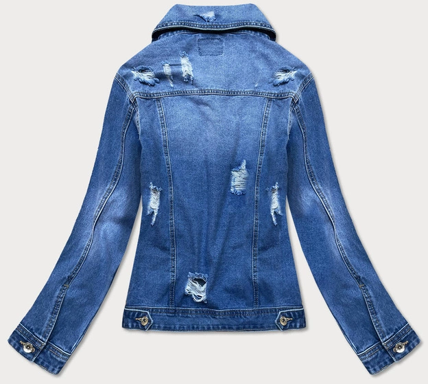 Jeansowa kurtka z przetarciami niebieska (d3362)