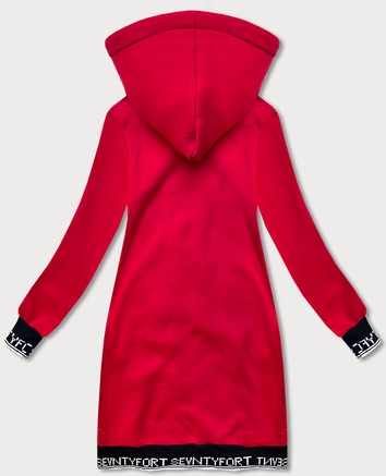 Rozpinana długa bluza damska LHD ciemnoczerwona (AMG-173)