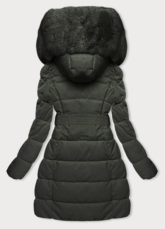 Zimowa kurtka damska z futrem army (2M-008)