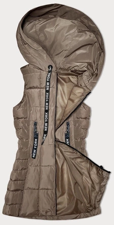 Bezrękawnik damski z kapturem S'West  ciemny beż (B8226-12)