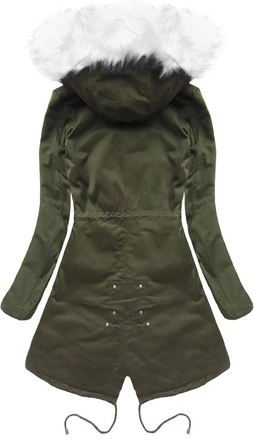 BAWEŁNIANA PARKA ZIMOWA KHAKI-BIAŁA (L111)