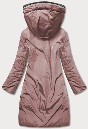 DŁUGA DWUSTRONNA KURTKA ZIMOWA GRAFIT/RÓŻ (L22-9852-27/52)