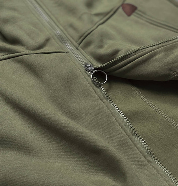 DŁUGA DAMSKA BLUZA Z KAPTUREM KHAKI (AMG705)