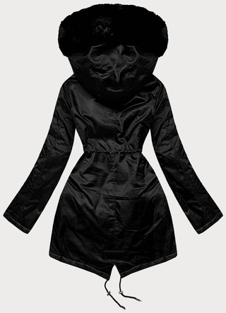 Parka damska z futerkiem czarna (5m762-392)