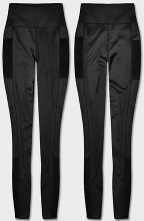 Legginsy z wstawkami z siateczki czarne (XL005-1)