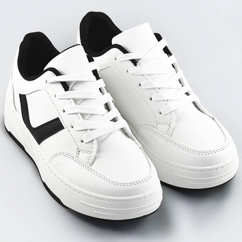 Sznurowane buty sportowe damskie biało-czarne (s070)