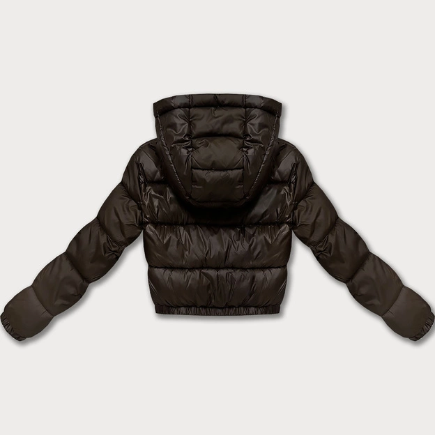 Dwustronna krótka kurtka damska Minority czekoladowa panterka (M6-6001-103)