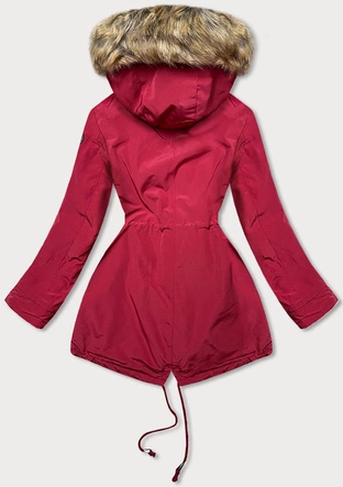 Parka damska z futrzaną podszewką czerwona (m-21207)