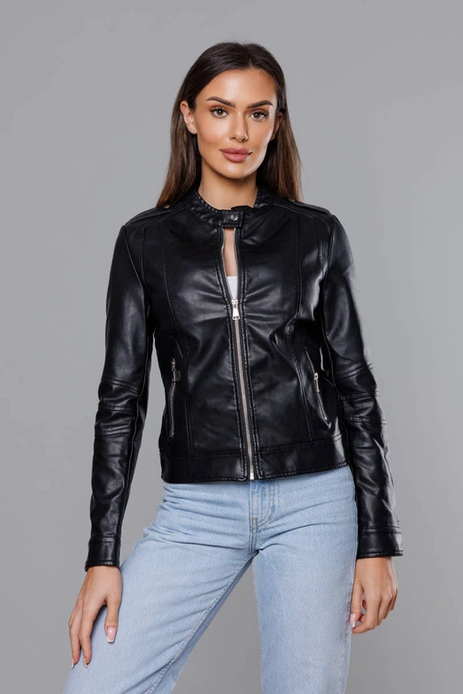 Kurtka ramoneska ze stójką czarna (11Z8050)