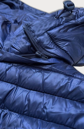 ZIMOWA BŁYSZCZĄCA KURTKA DAMSKA GRANATOWA (7723PLUS)