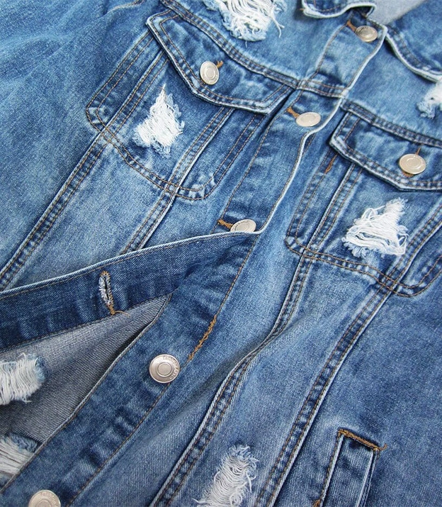 DAMSKA KURTKA JEANSOWA OVERSIZE NIEBIESKA (039K)