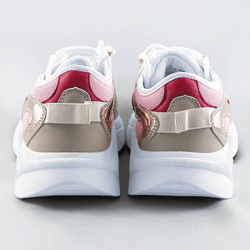 Sznurowane sneakersy z kolorowymi wstawkami różowe (6346)