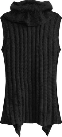 SWETERKOWA KAMIZELKA O GRUBYM SPLOCIE CZARNA (1611)