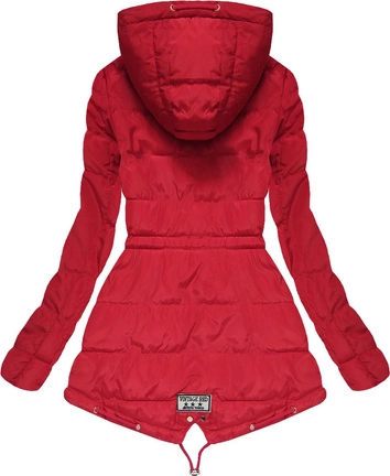 PIKOWANA KURTKA Z KAPTUREM CZERWONA (W554)