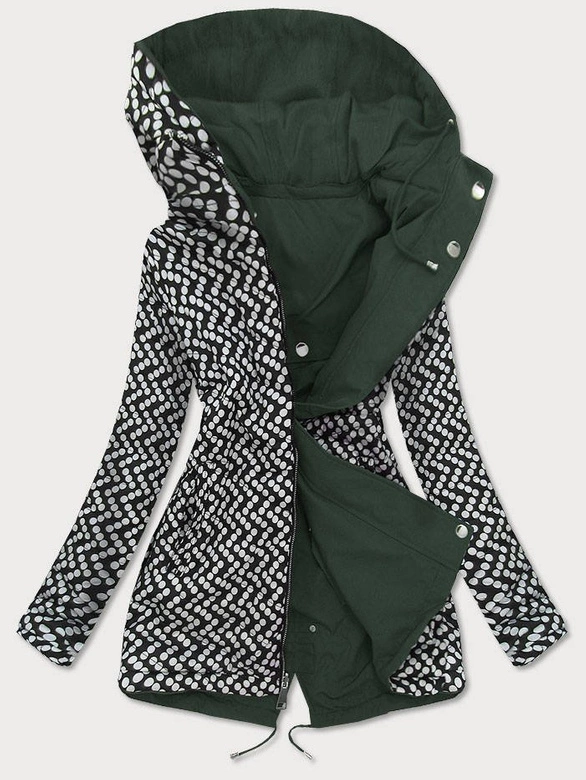 DWUSTRONNA KURTKA PARKA DAMSKA KHAKI/KROPKI (W662BIG)